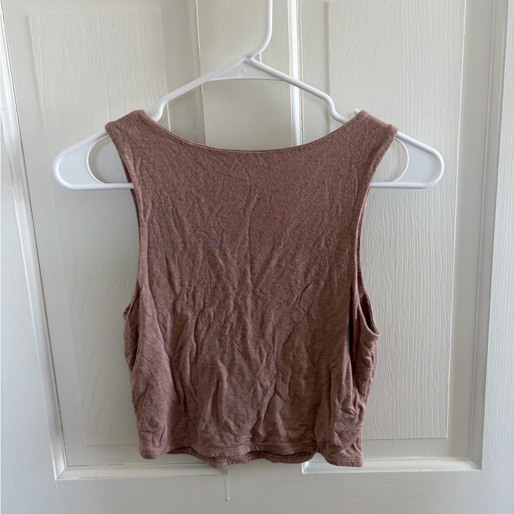 Stylish Brown Crop Top with Sun Detail - Picture 2 of 4
